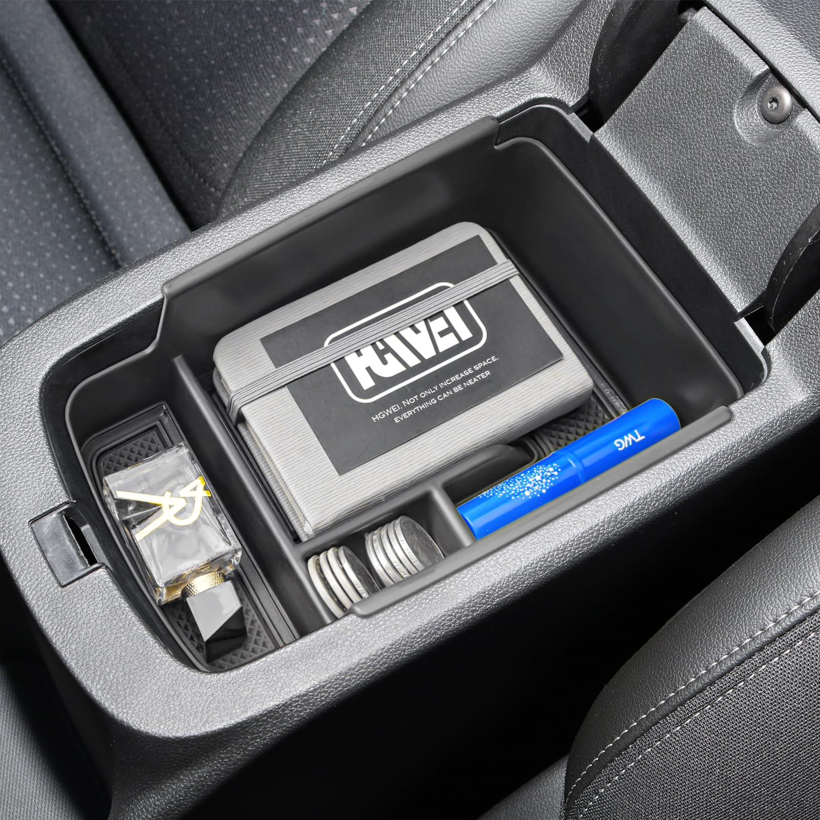 HGWEI lifestyle shot installed in vehicle interior improving organization