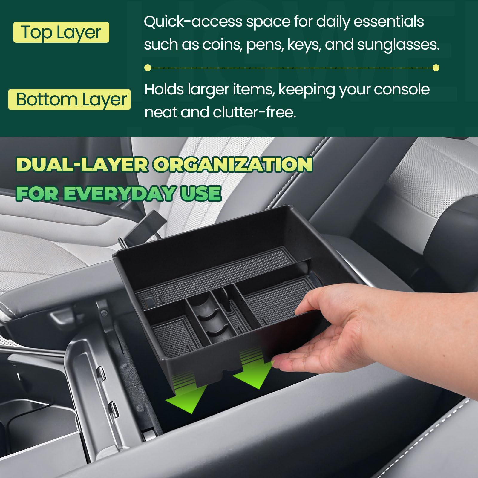 HGWEI rubber liner texture reduces noise and protects items while driving