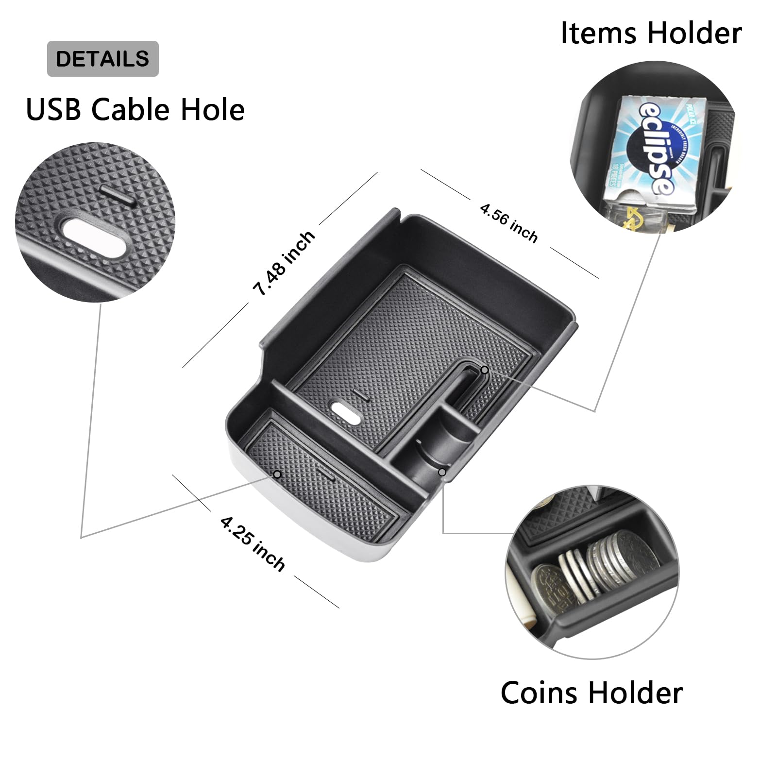 HGWEI side profile demonstrating snug fit inside factory console for stability
