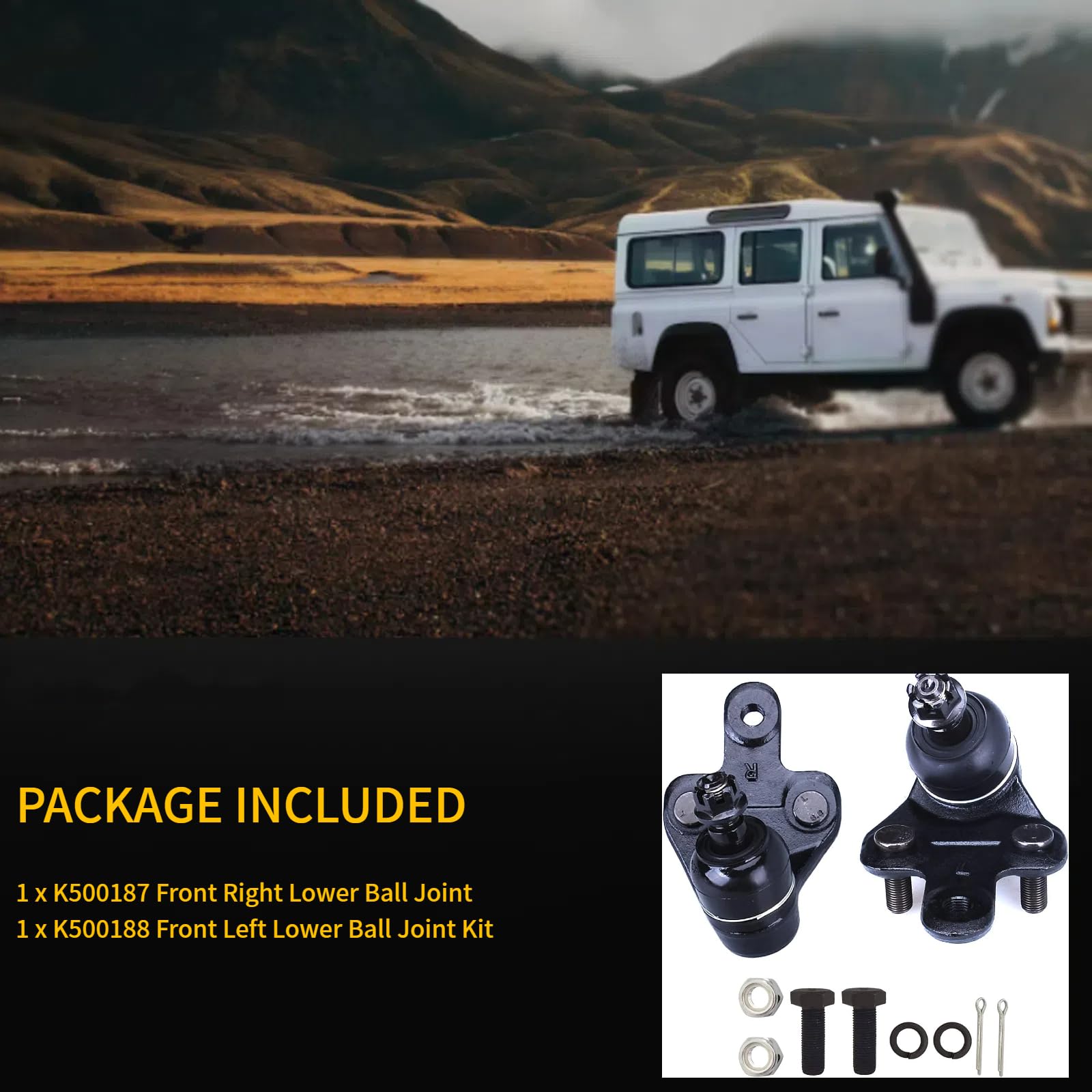 HHCM ball joint side profile displaying dimensions and fitment for precise OEM-style replacement