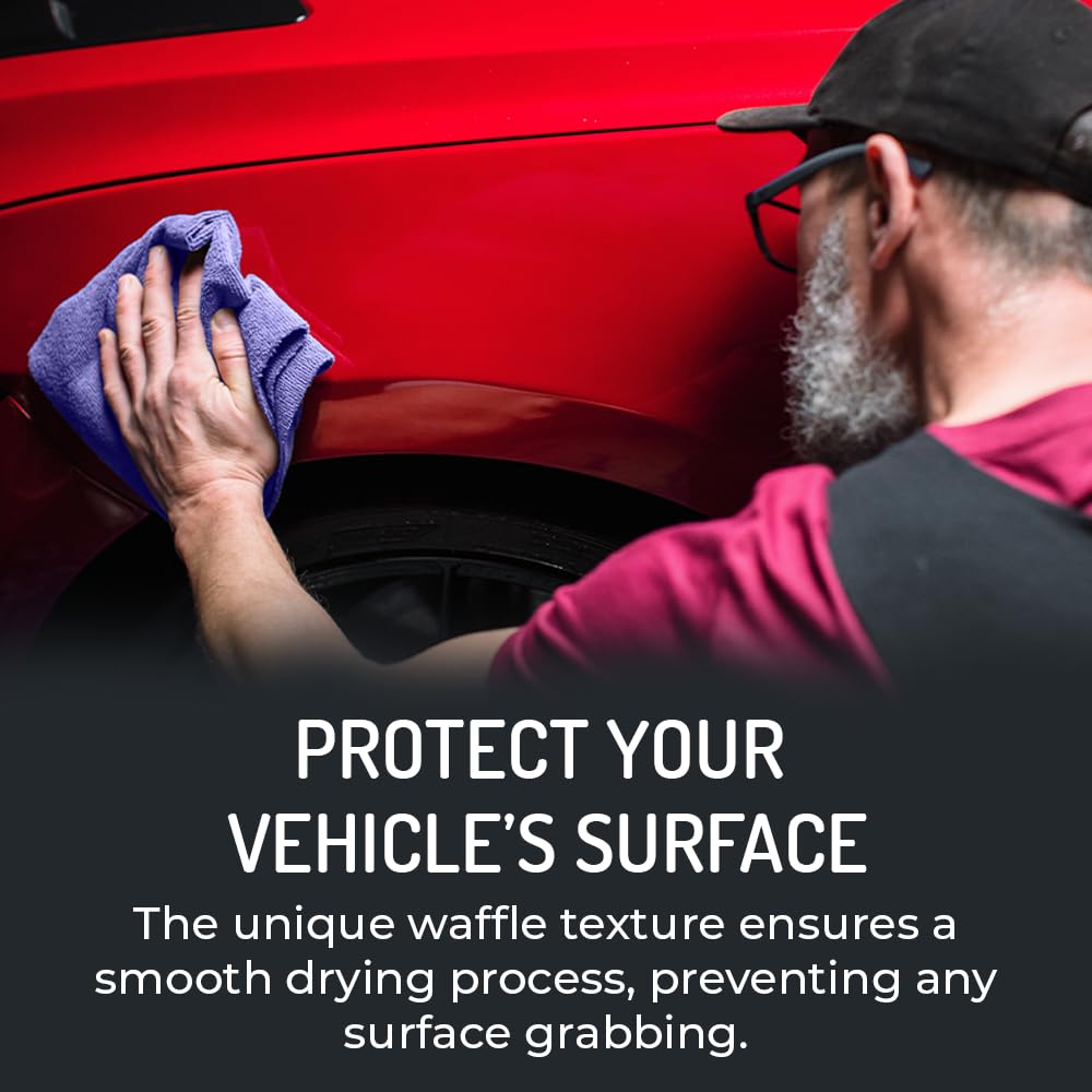 HI-TECH towel drying a car roof fast and leaving a streak-free shine after washing