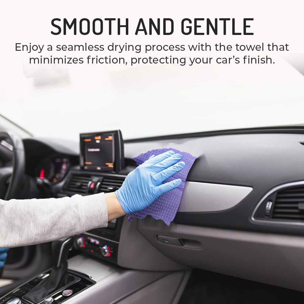 HI-TECH towel flat spread showing generous 27x17 size for fewer drying passes on vehicles