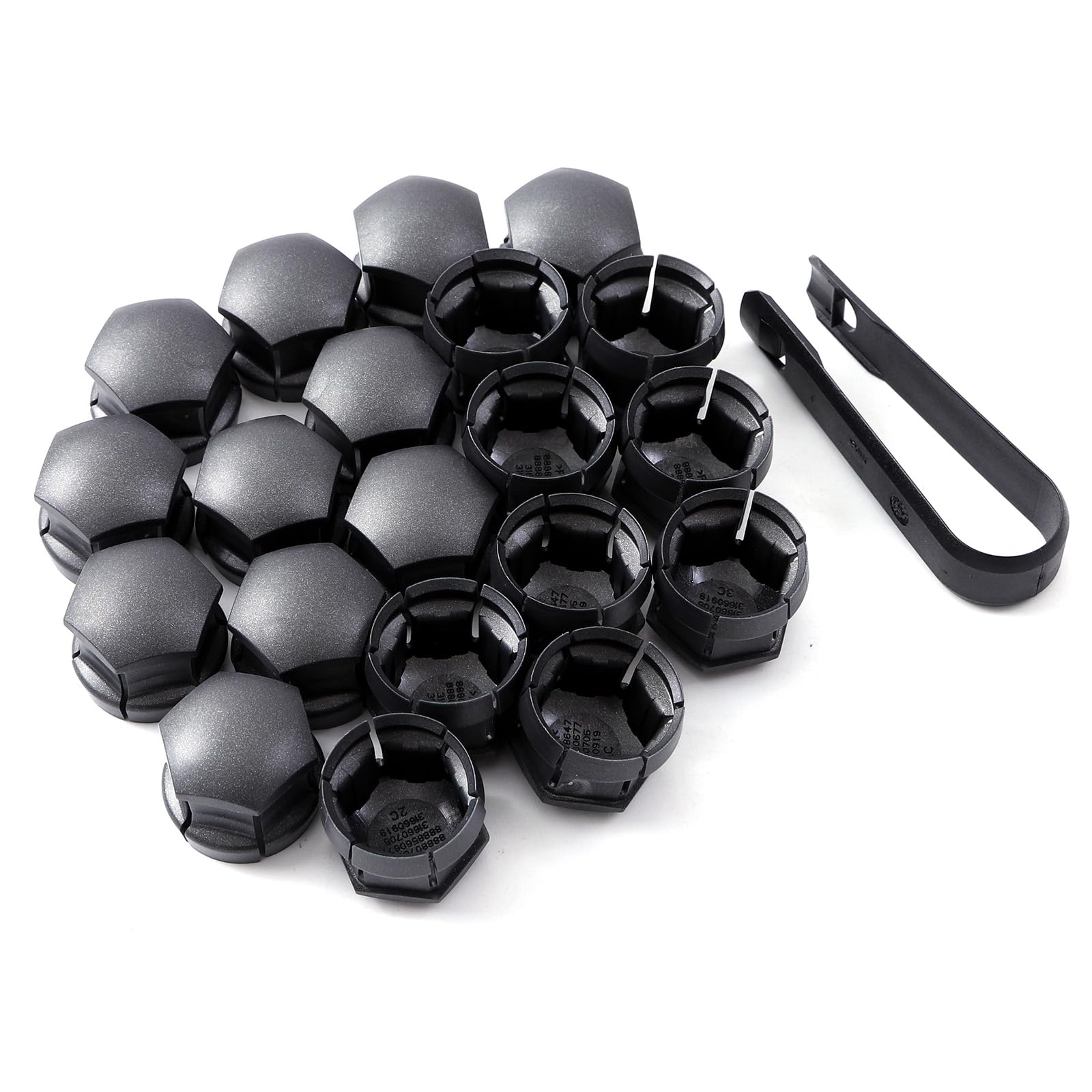 HIDOFILT front view of dark gray lug nut covers showing OEM look and protection
