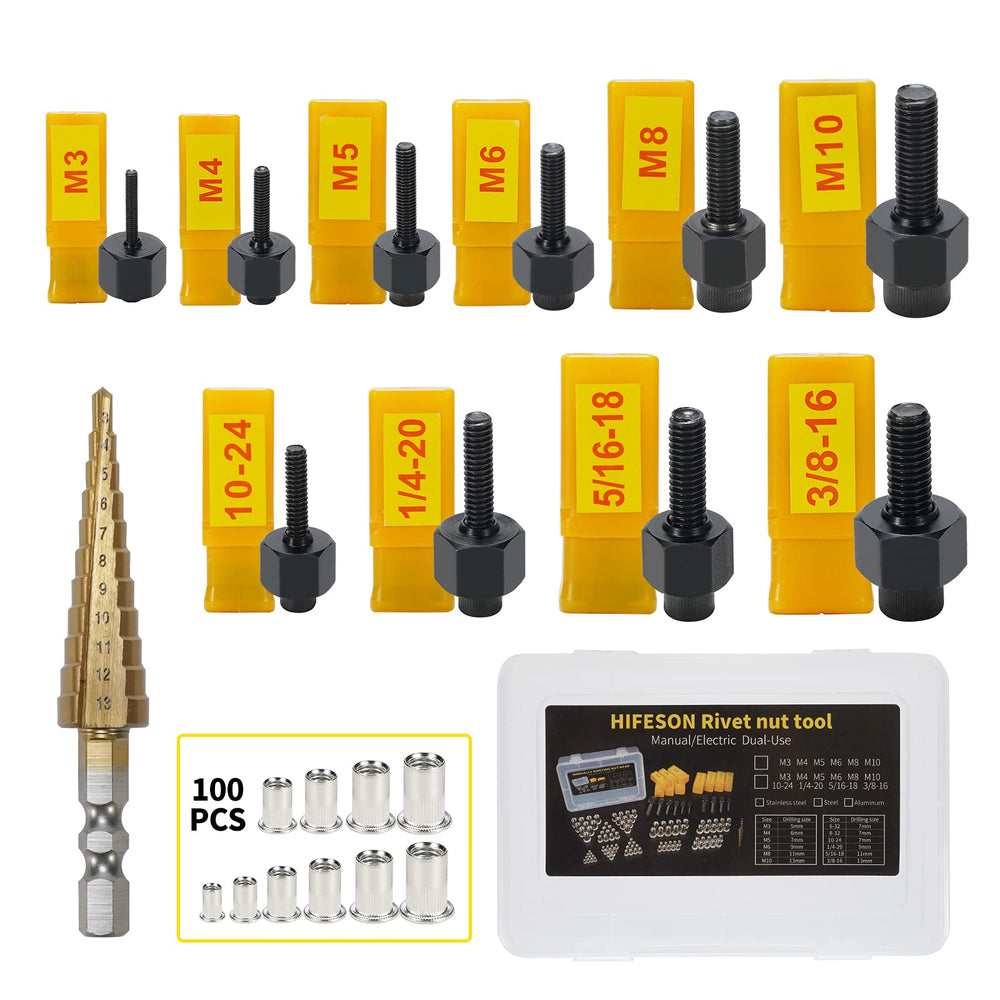 HIFESON rivet nut tool front view showing compact durable design and portability