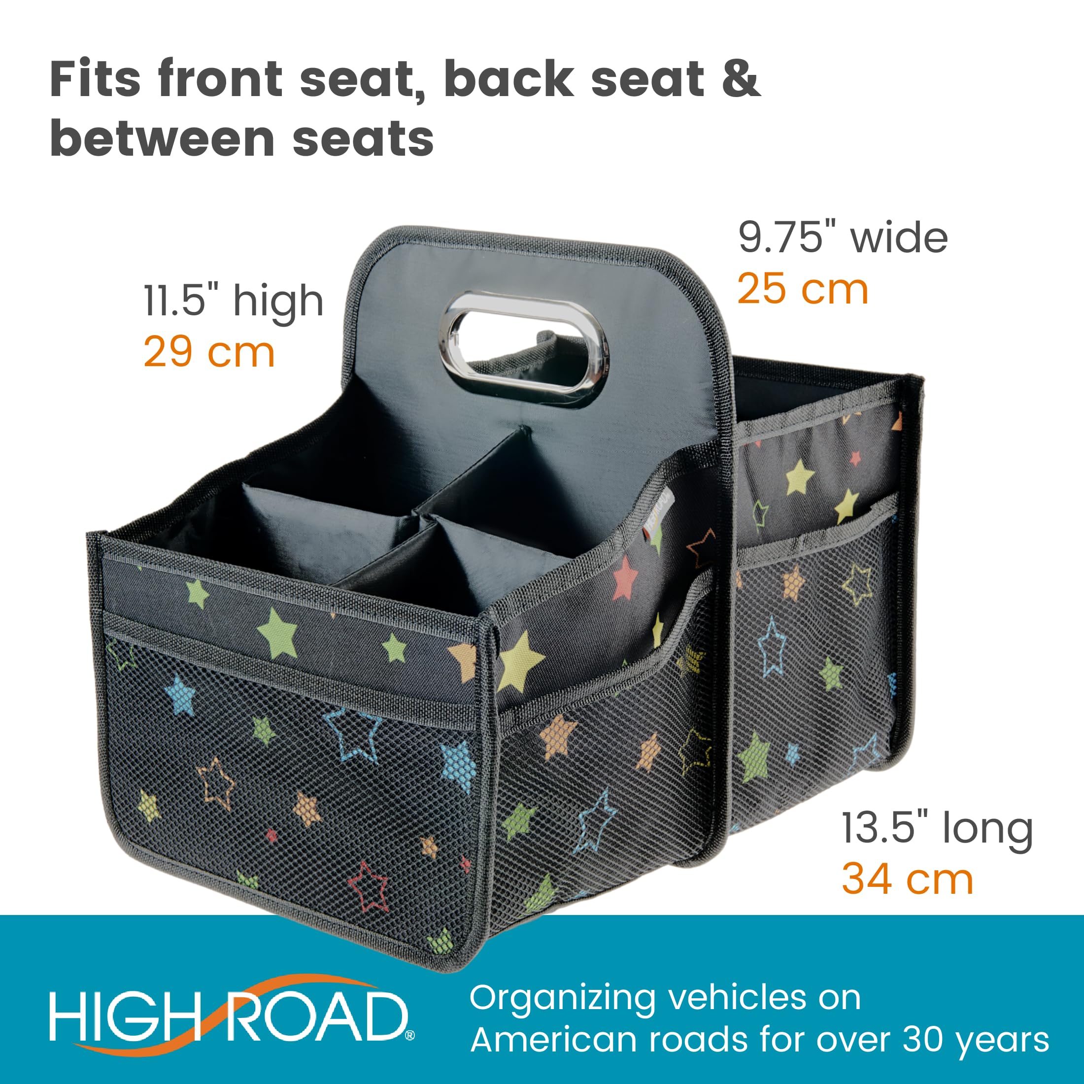 High Road in a family car during roadtrip keeping items tidy and reachable