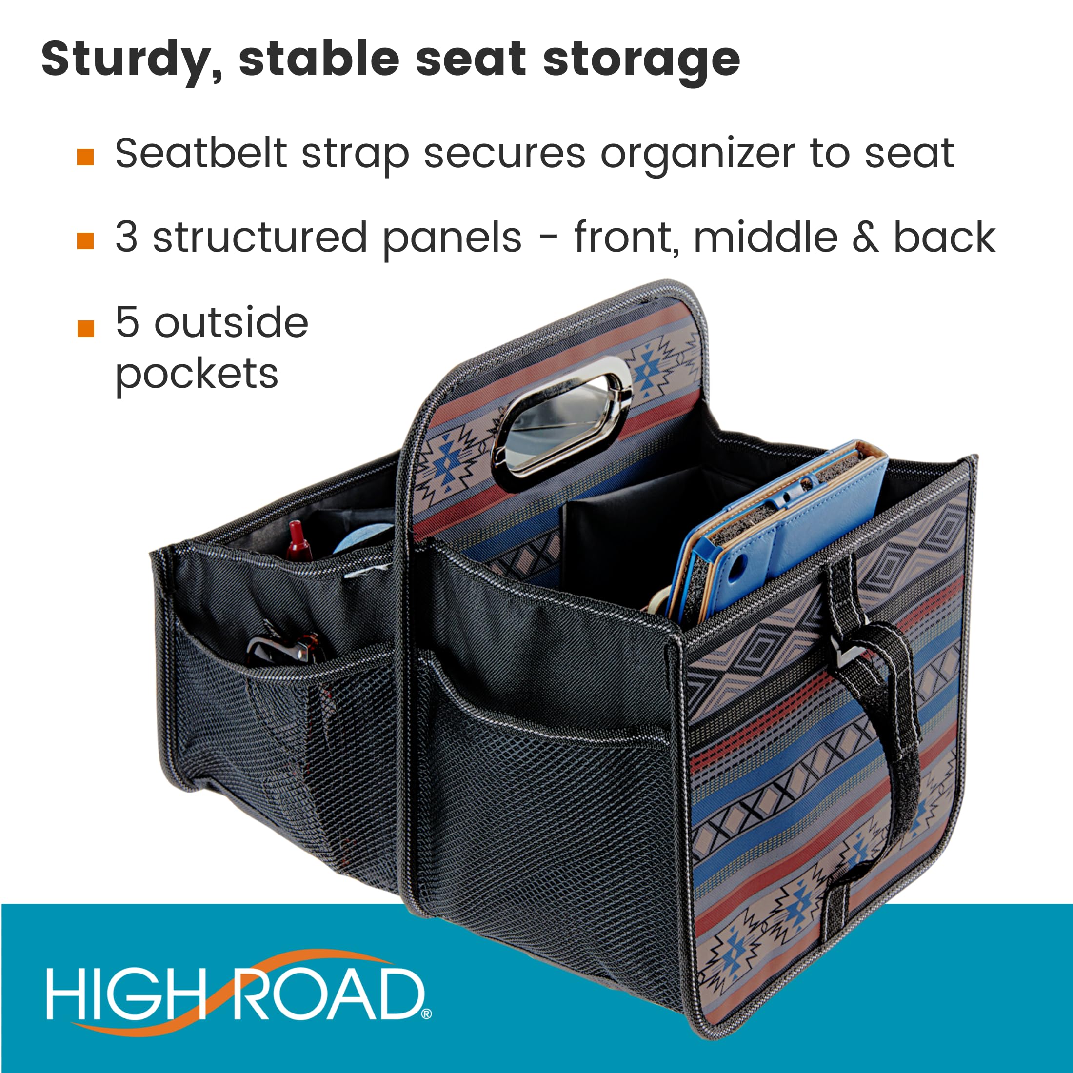 High Road cushioned cup dividers keeping cups and bottles upright while driving