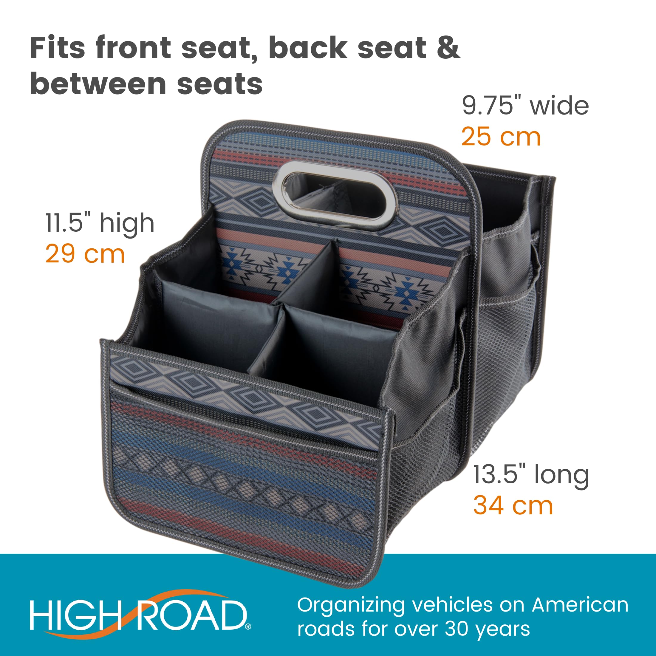 High Road caddy installed on front passenger seat demonstrating secure fit