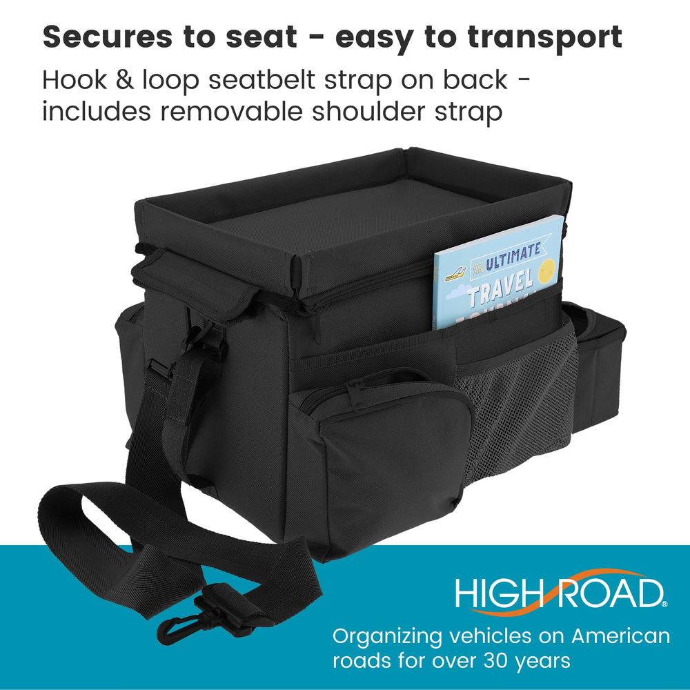 High Road carried by shoulder strap as portable cooler and caddy