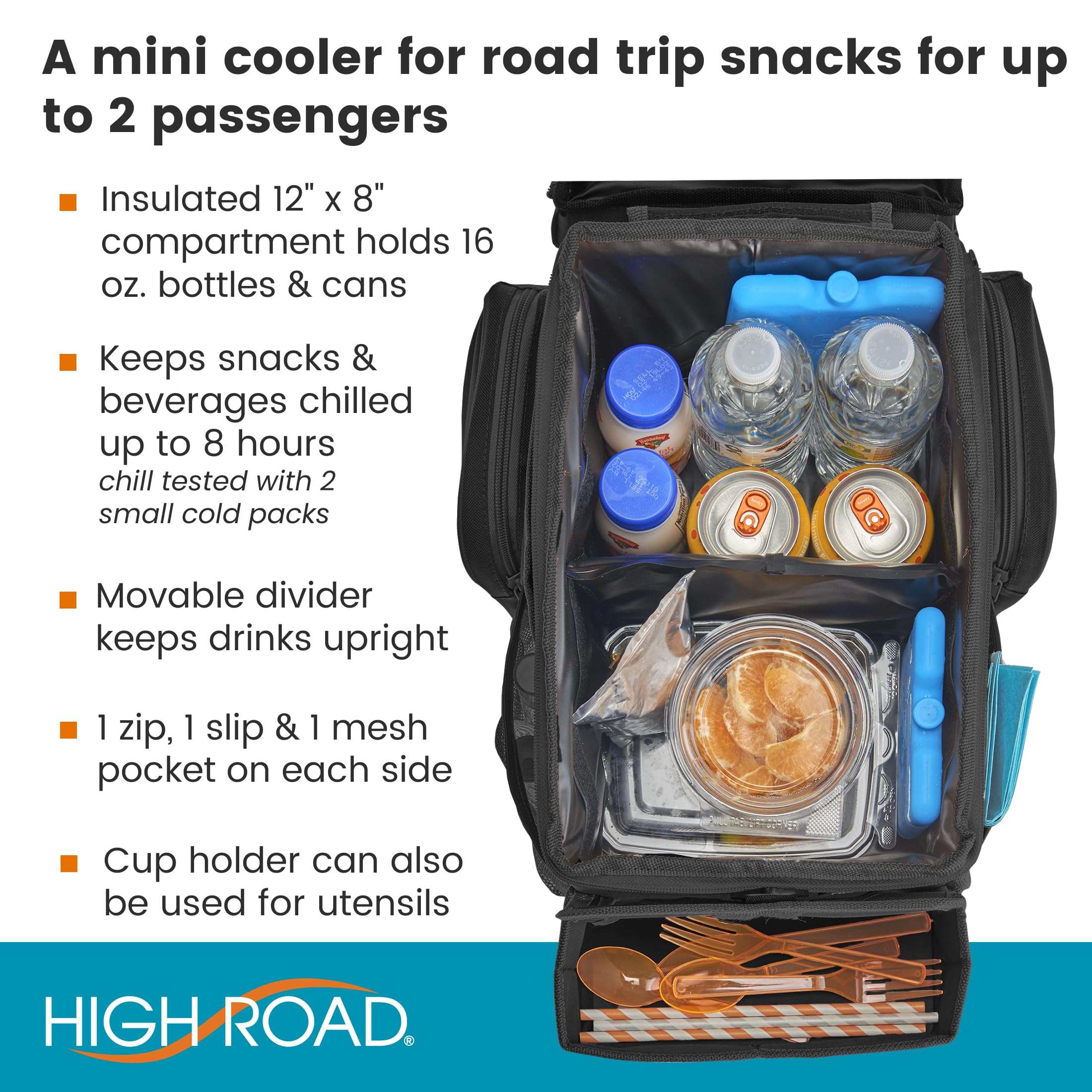High Road side pockets detail storing napkins and utensils for convenience