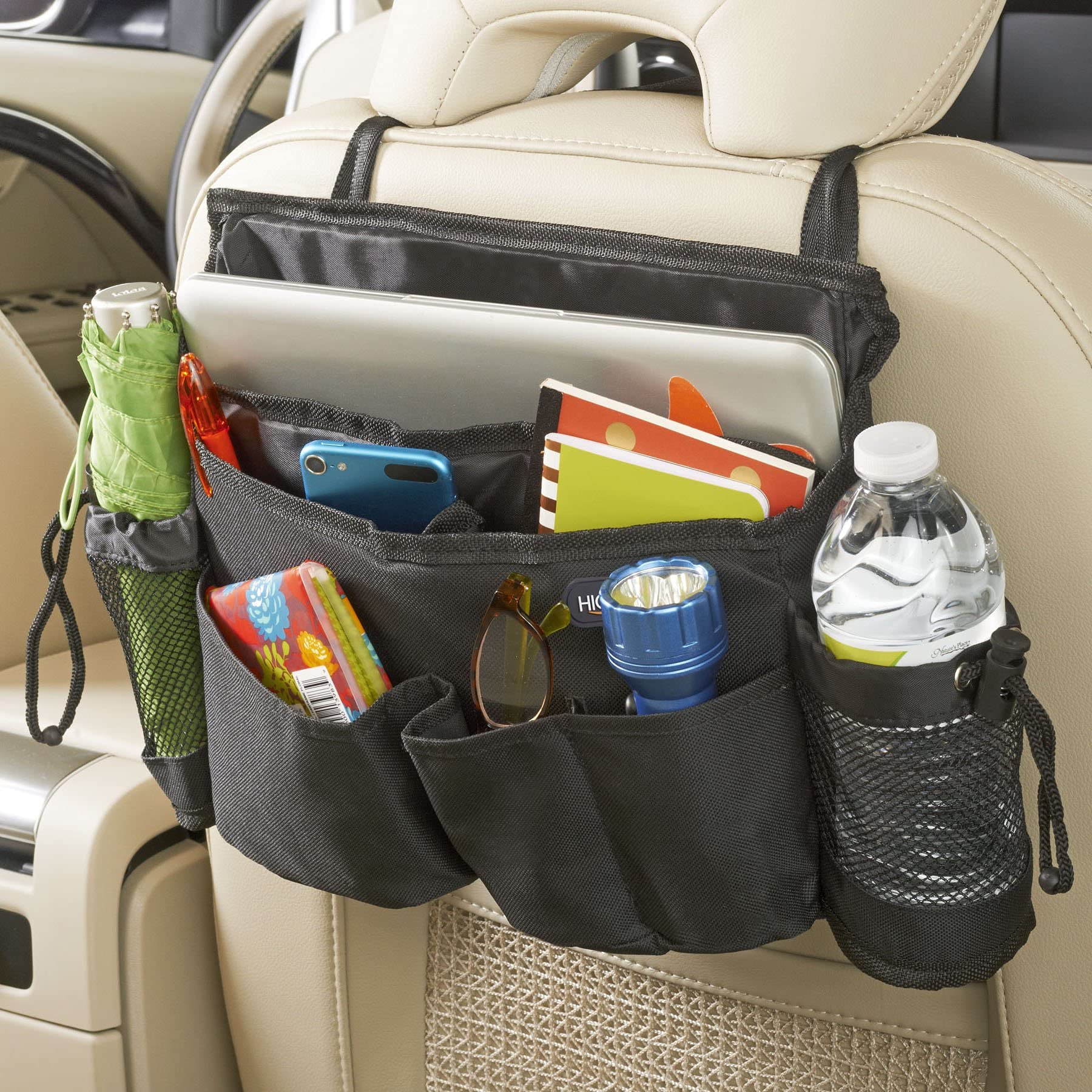 High Road adjustable straps and buckles fastening securely to headrest