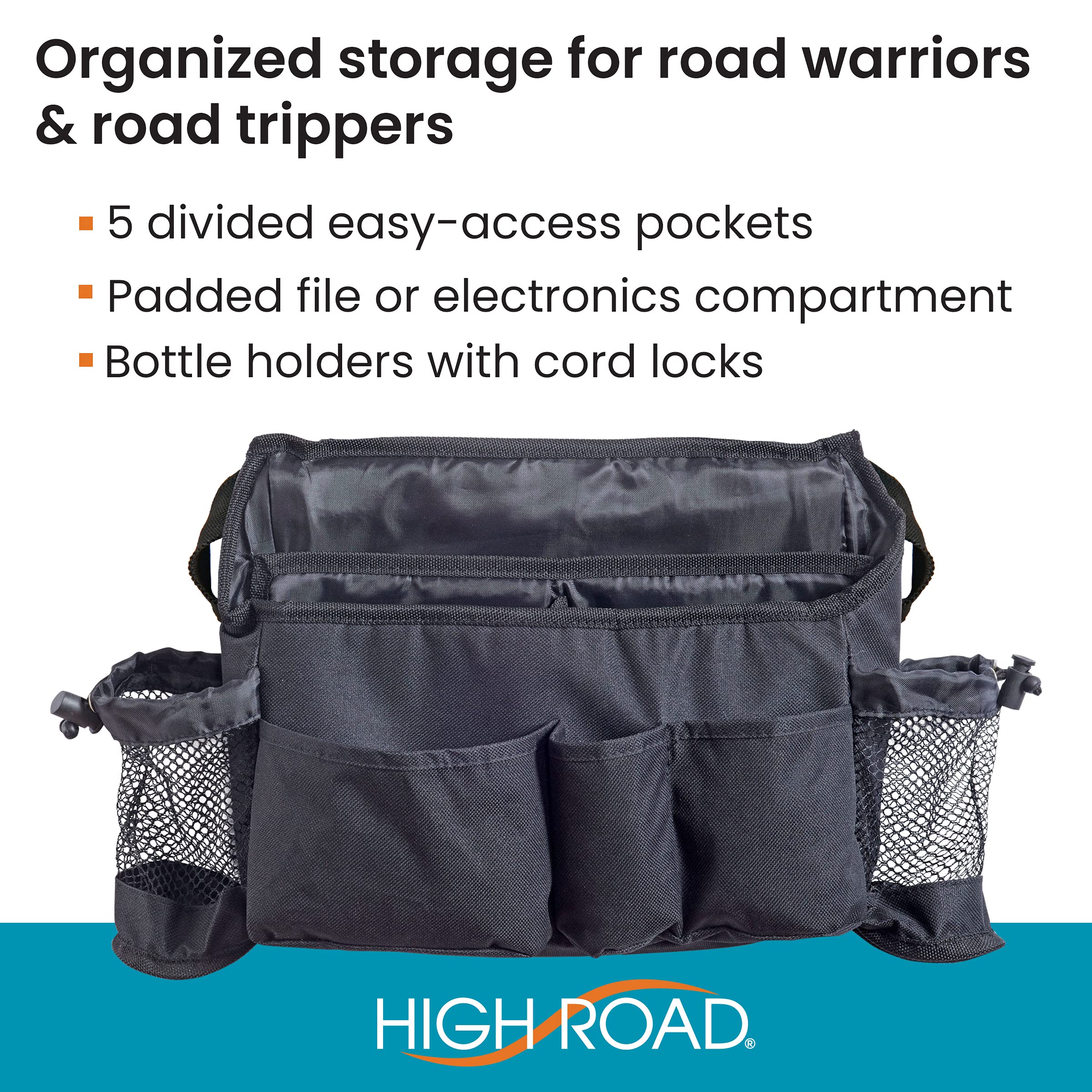 High Road side bottle holder detail securing drinks during travel