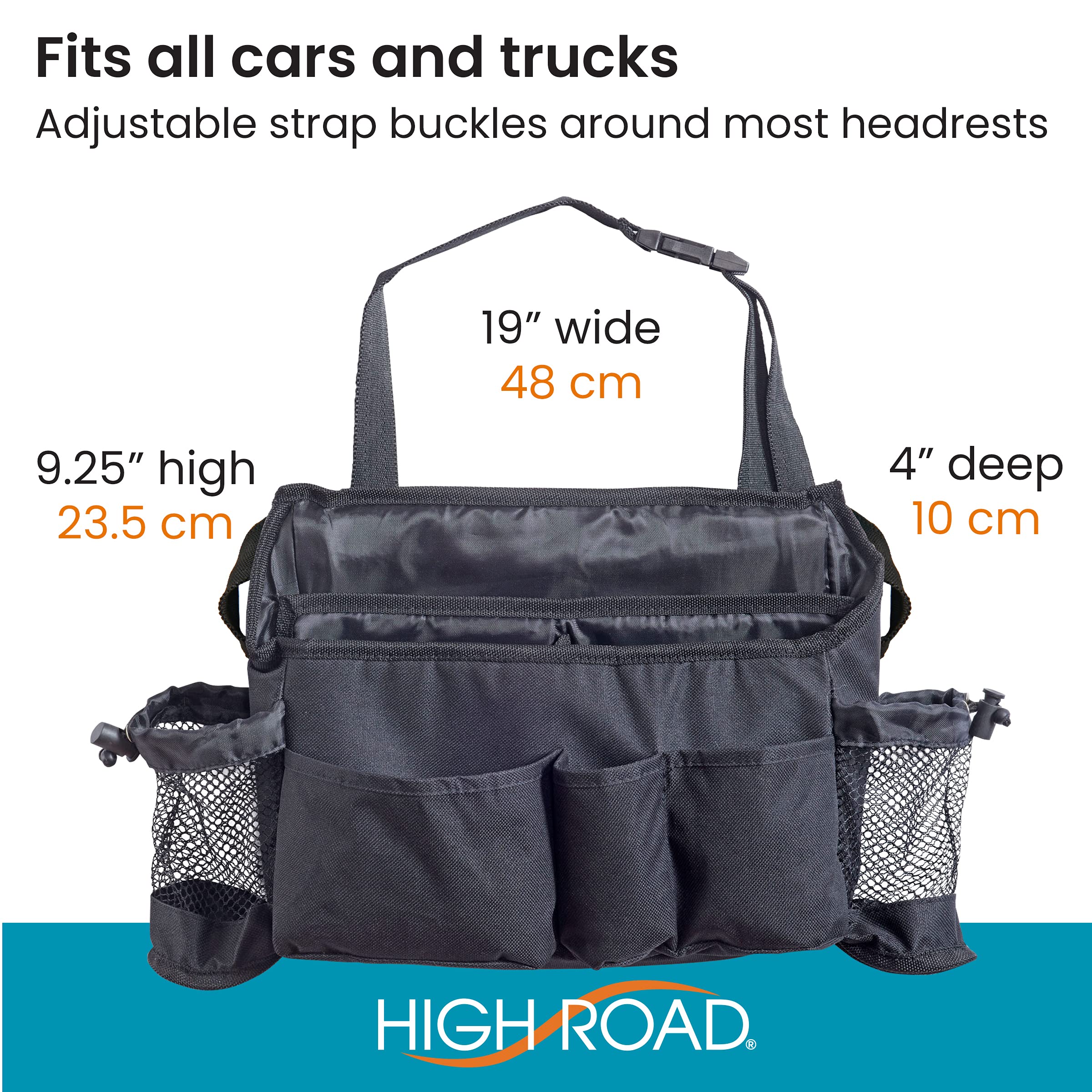 High Road swing handle being used to move organizer for rear passenger access