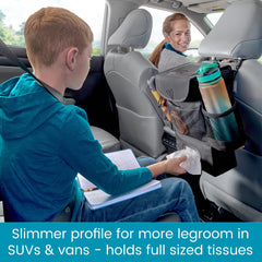 High Road open bottom compartment holding a full-size tissue box conveniently