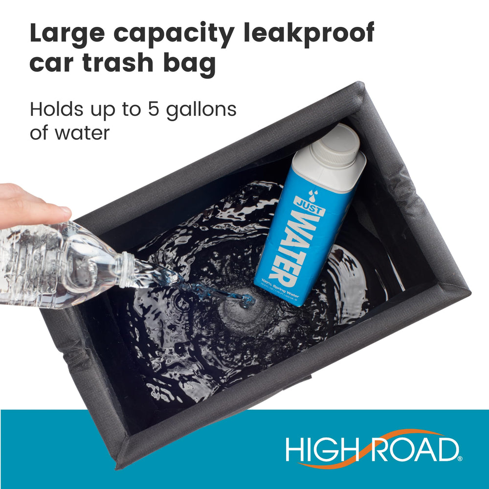 High Road TrashStash top detail with push-close lid preventing spills benefit