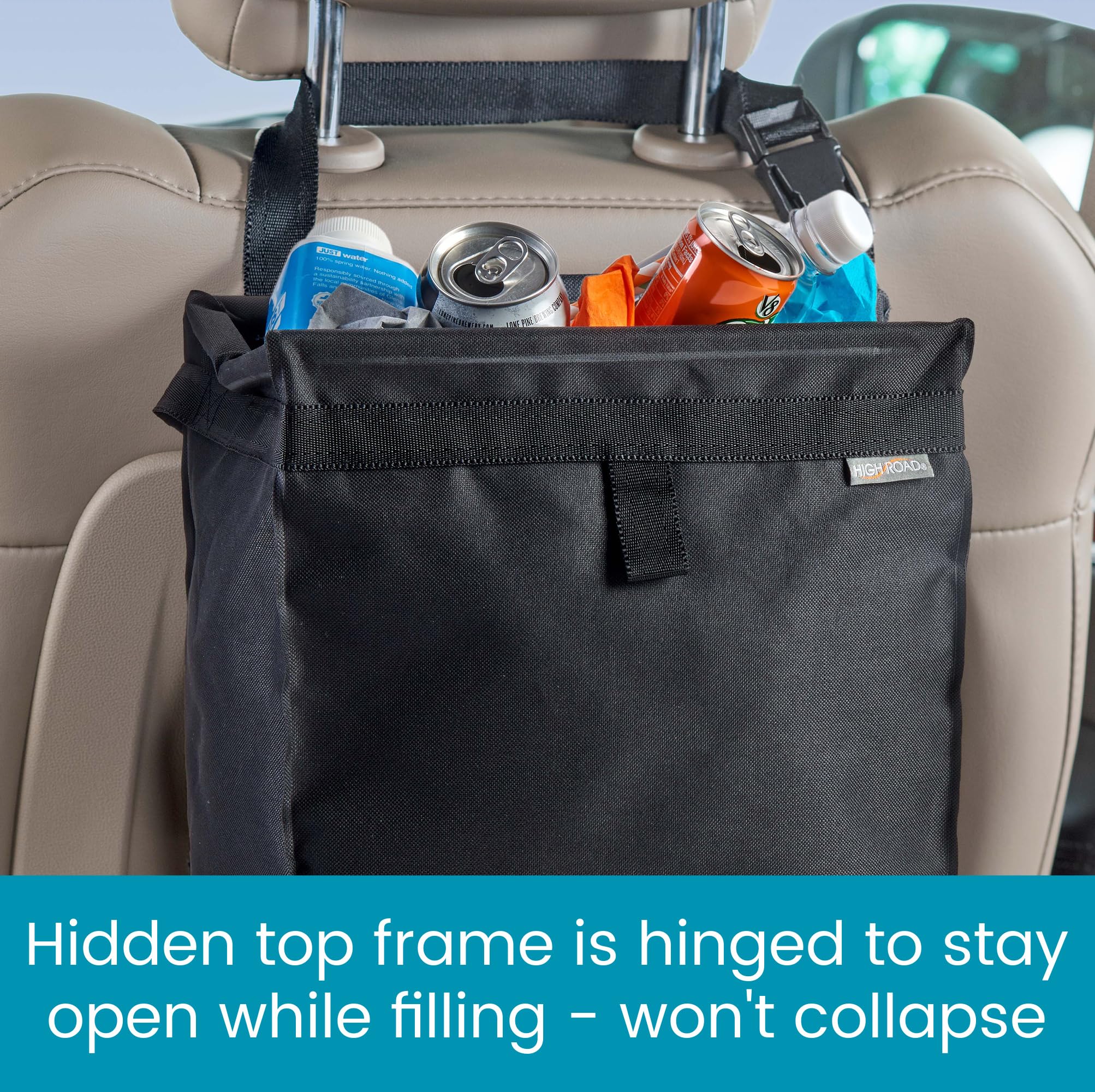 High Road TrashStash fabric and metal frame close-up showing durability benefit