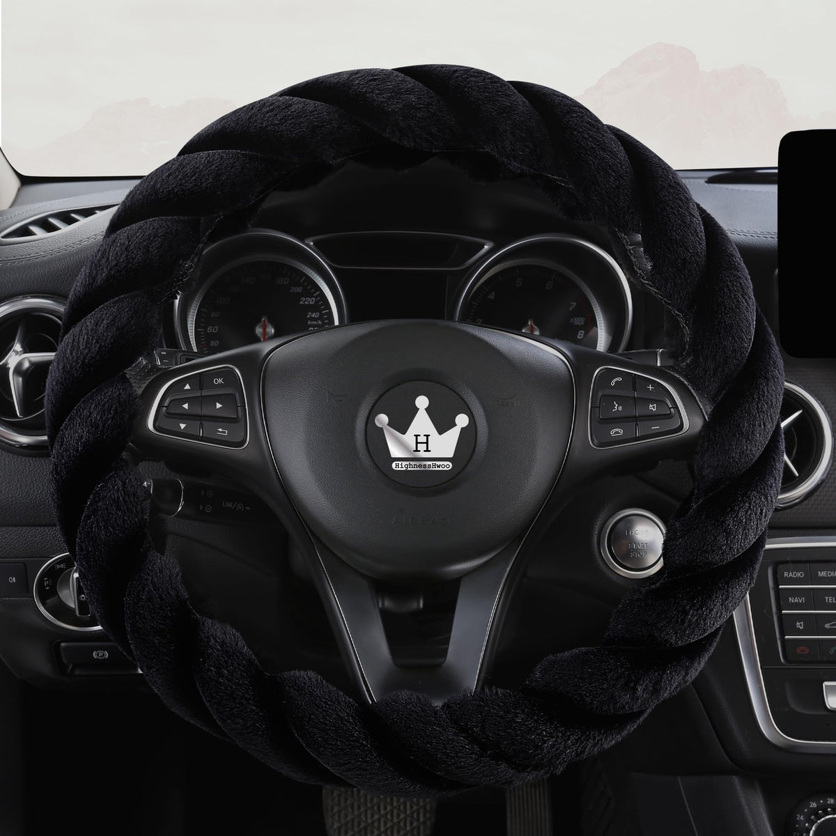 HighnessHwoo front view of black plush cover showing neat finish and style benefit