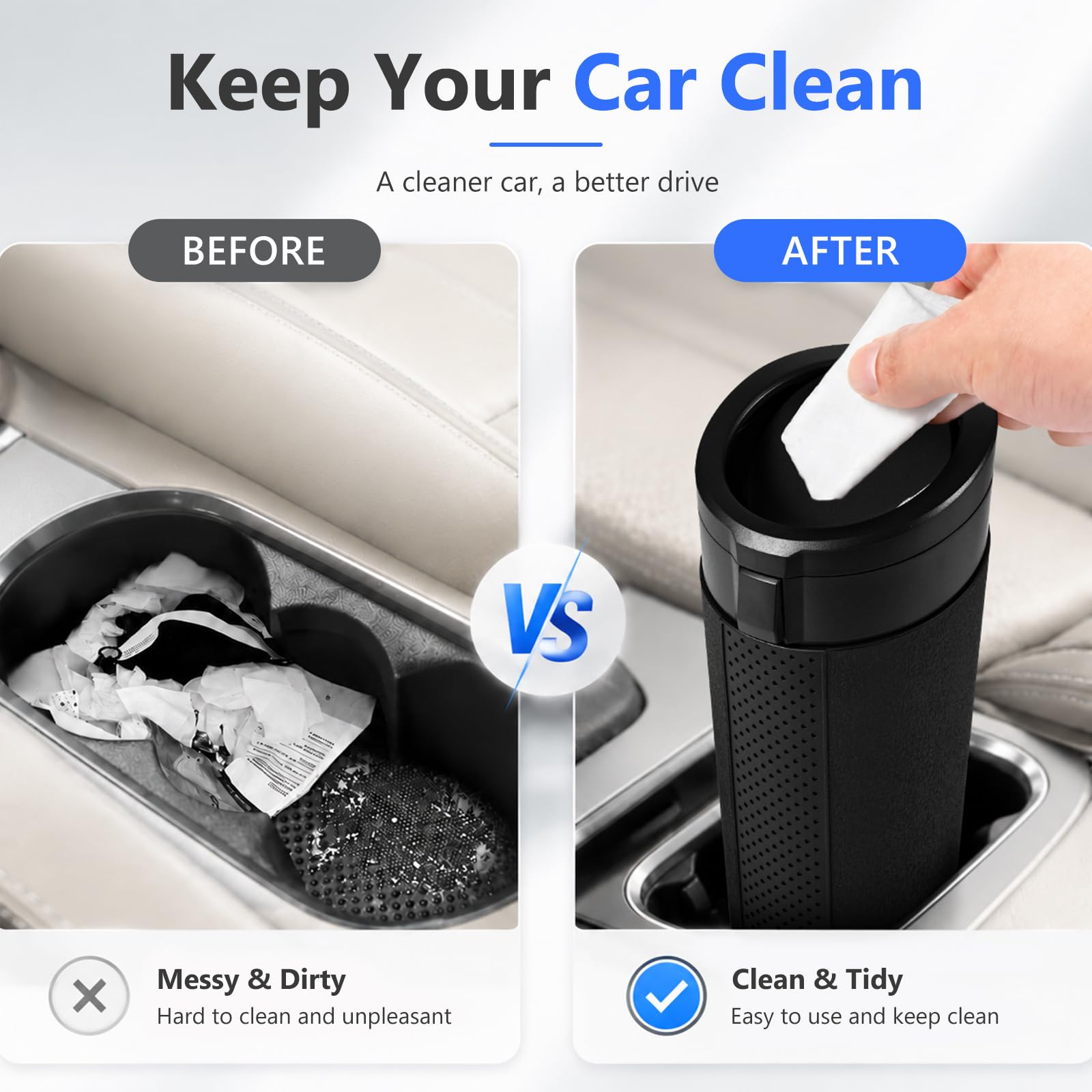 Hiitytin tucked in door pocket keeping vehicle interior clutter-free
