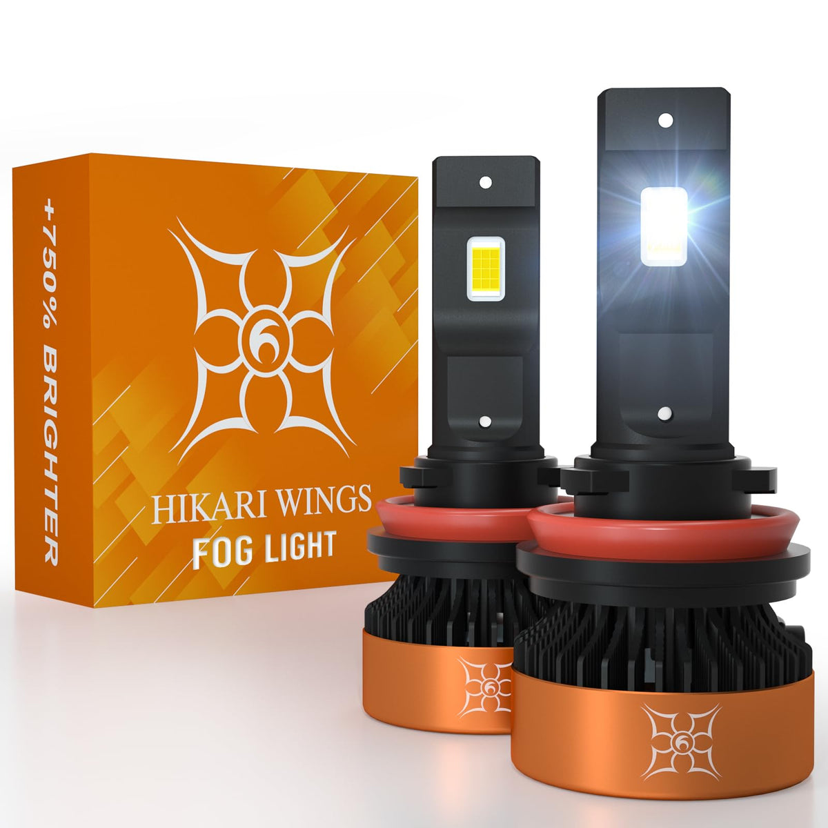 HIKARI WINGS front view pack of 2 showing bright bulbs and plug benefit