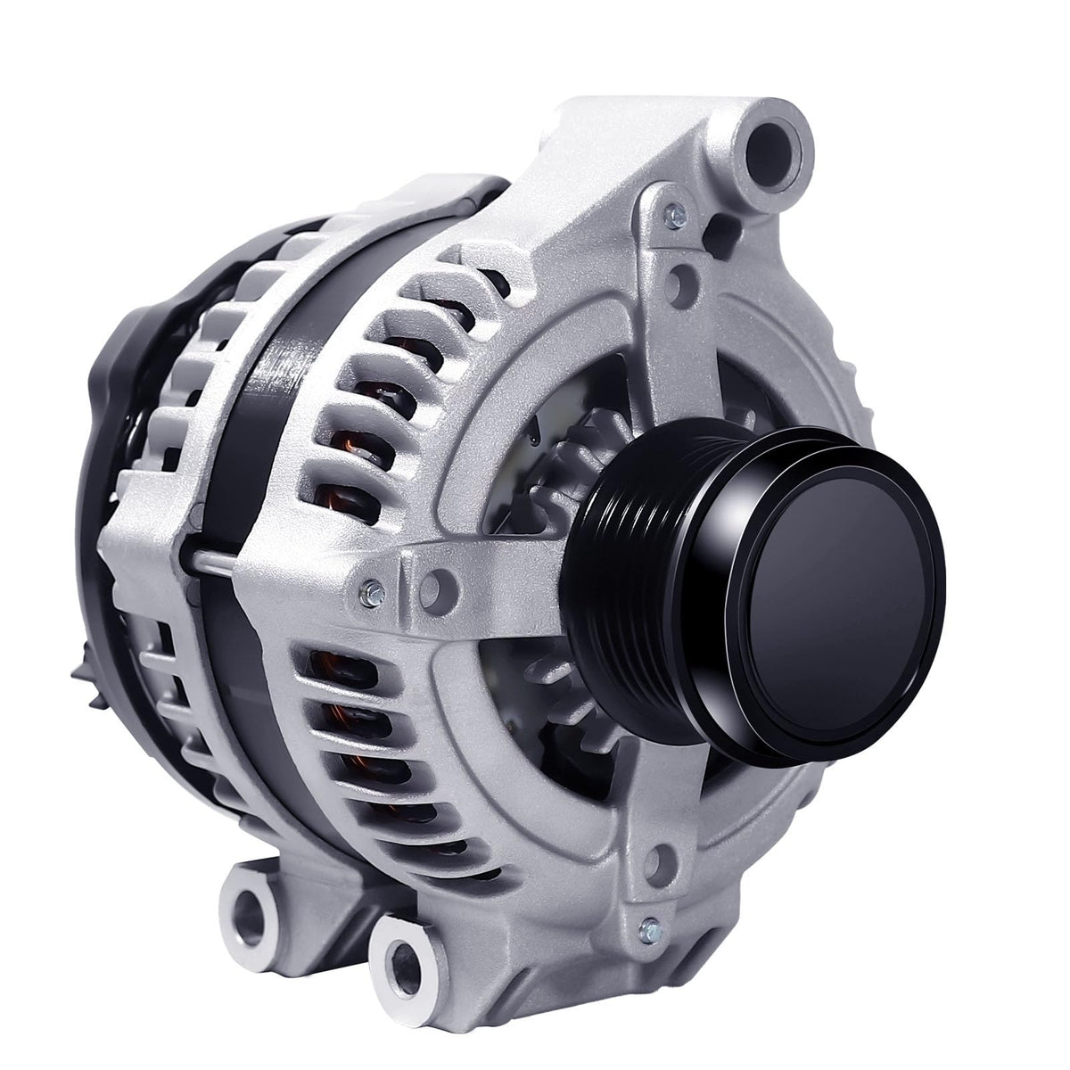 Hikevent front view alternator showing clean casting and mounting points for easy replacement