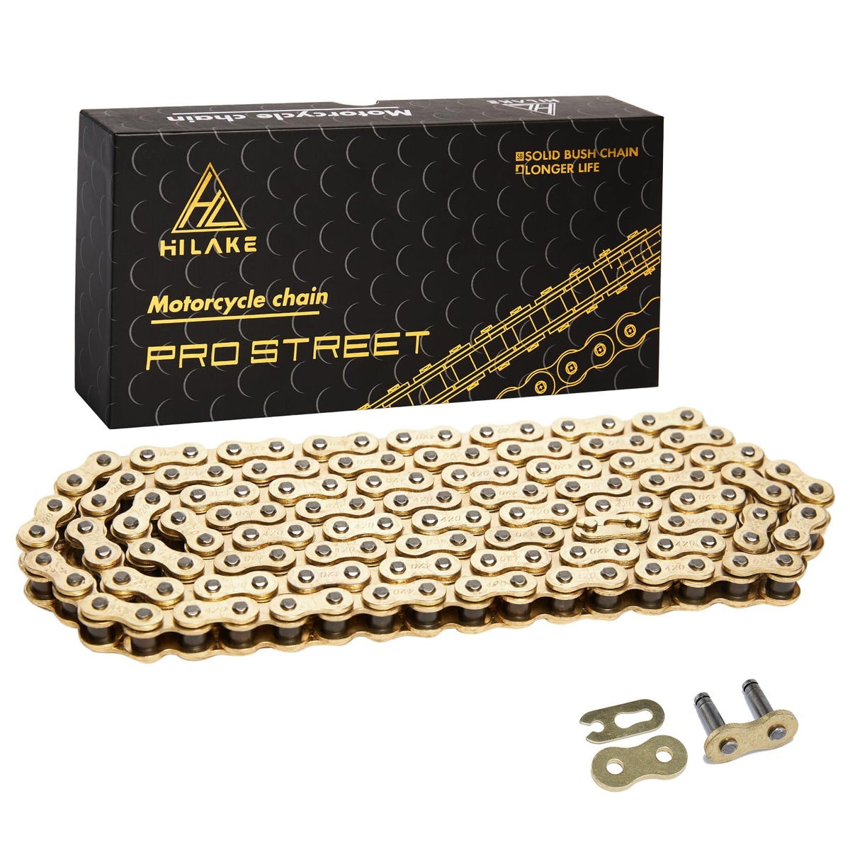 HILAKE chain front packaging showing product and included master link for easy fit