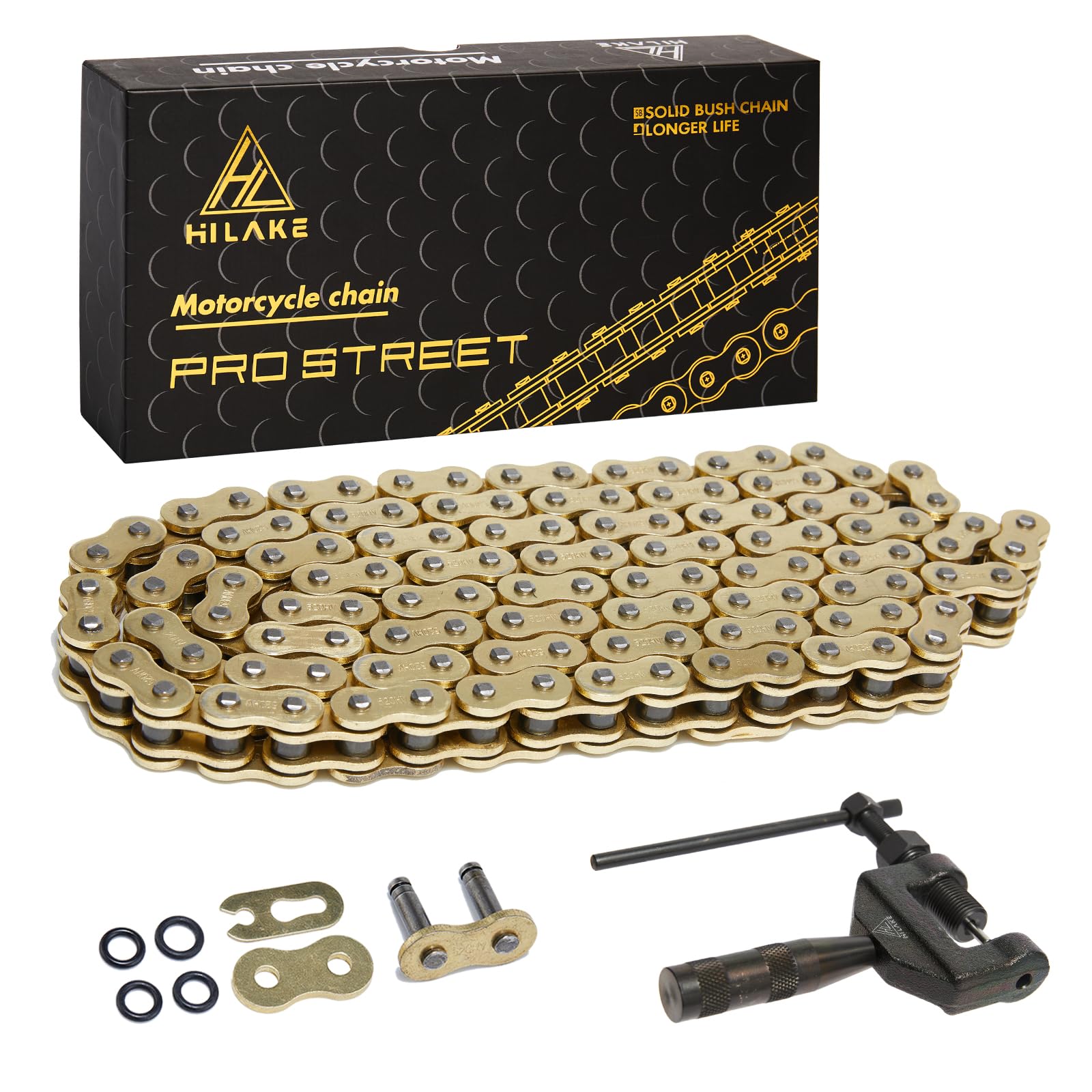 HILAKE 520 chain front view showing 120 links and heavy-duty finish for durable drive performance