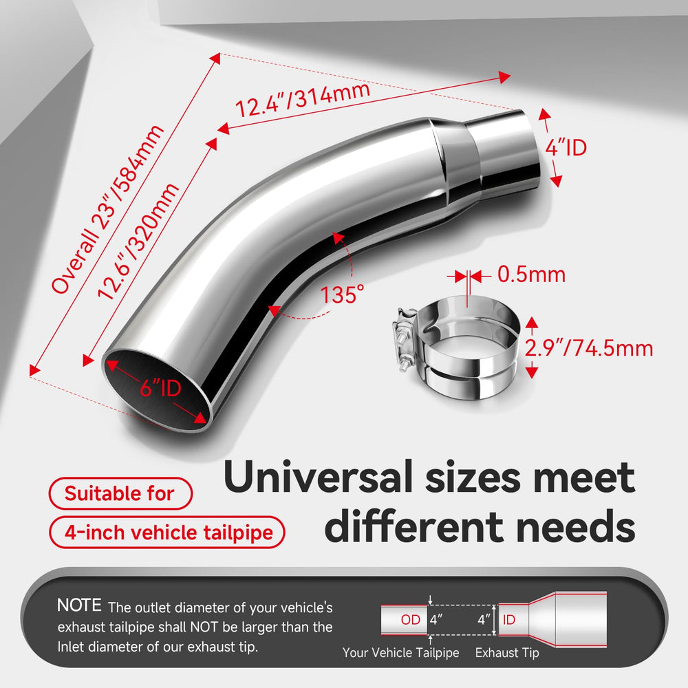 HILMITILE dimension view showing 4" inlet, 6" outlet, and 2mm wall strength