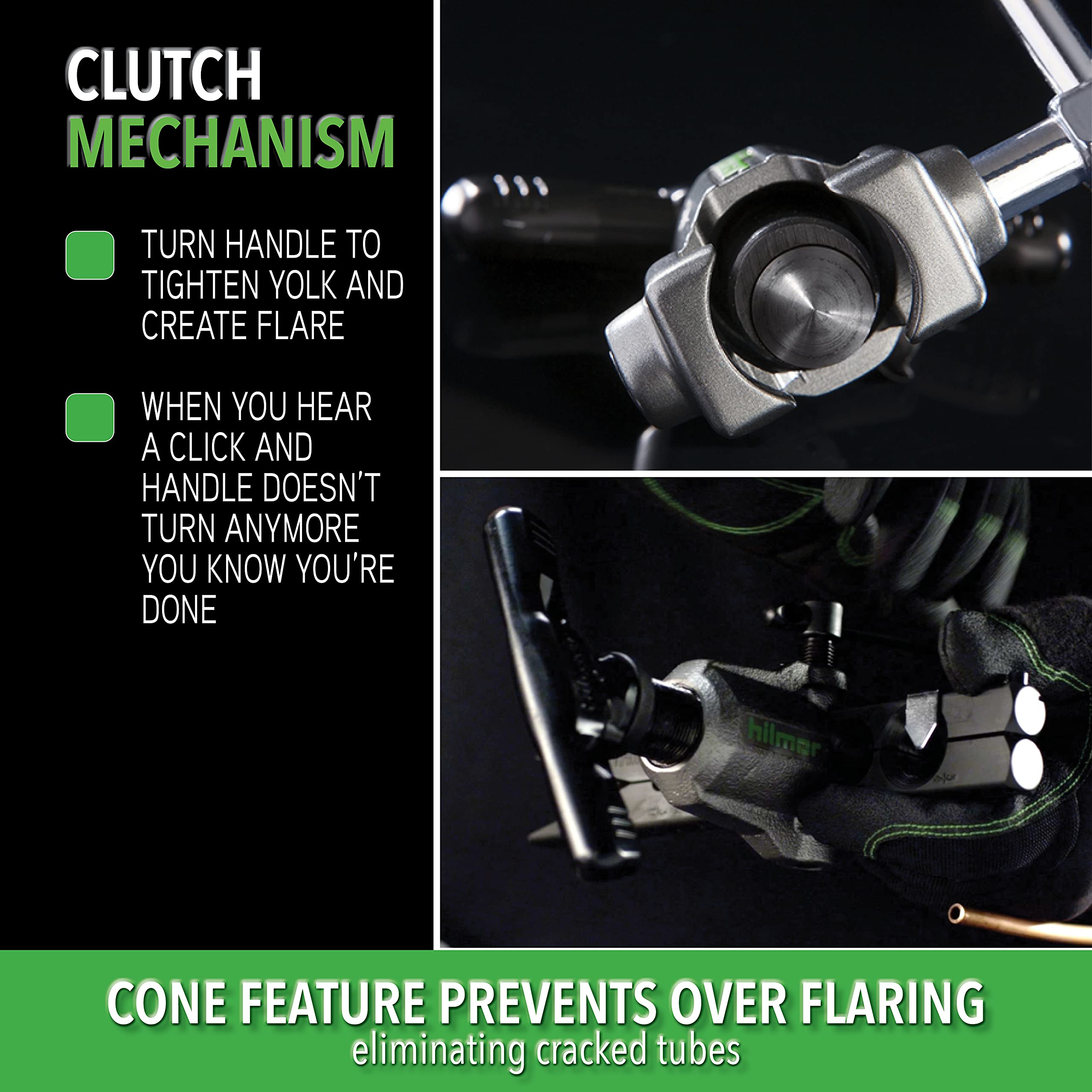 Hilmor orbital flare tubing stop detail ensures consistent flare height