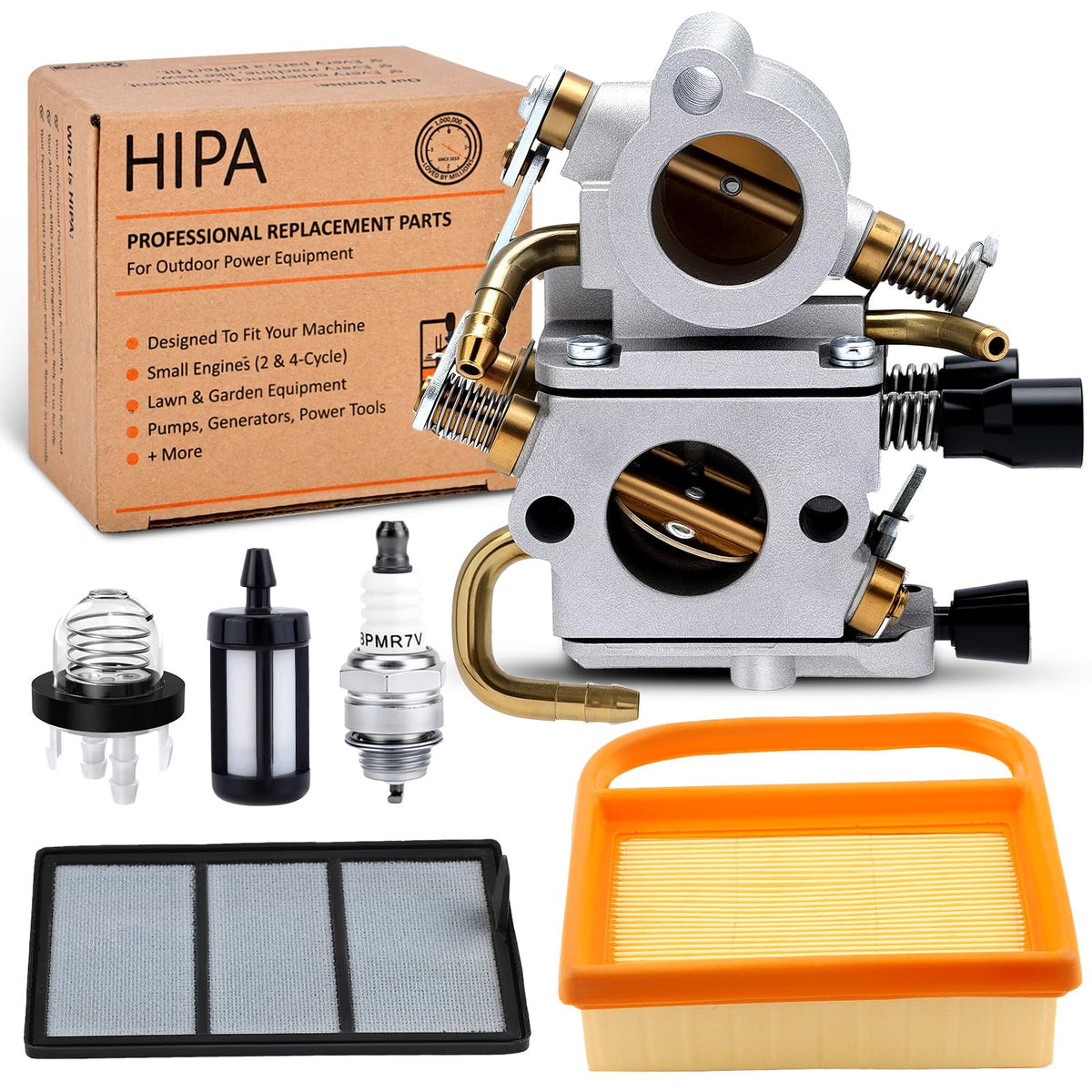 HIPA carburetor front view showing mounting points and quick replacement benefit