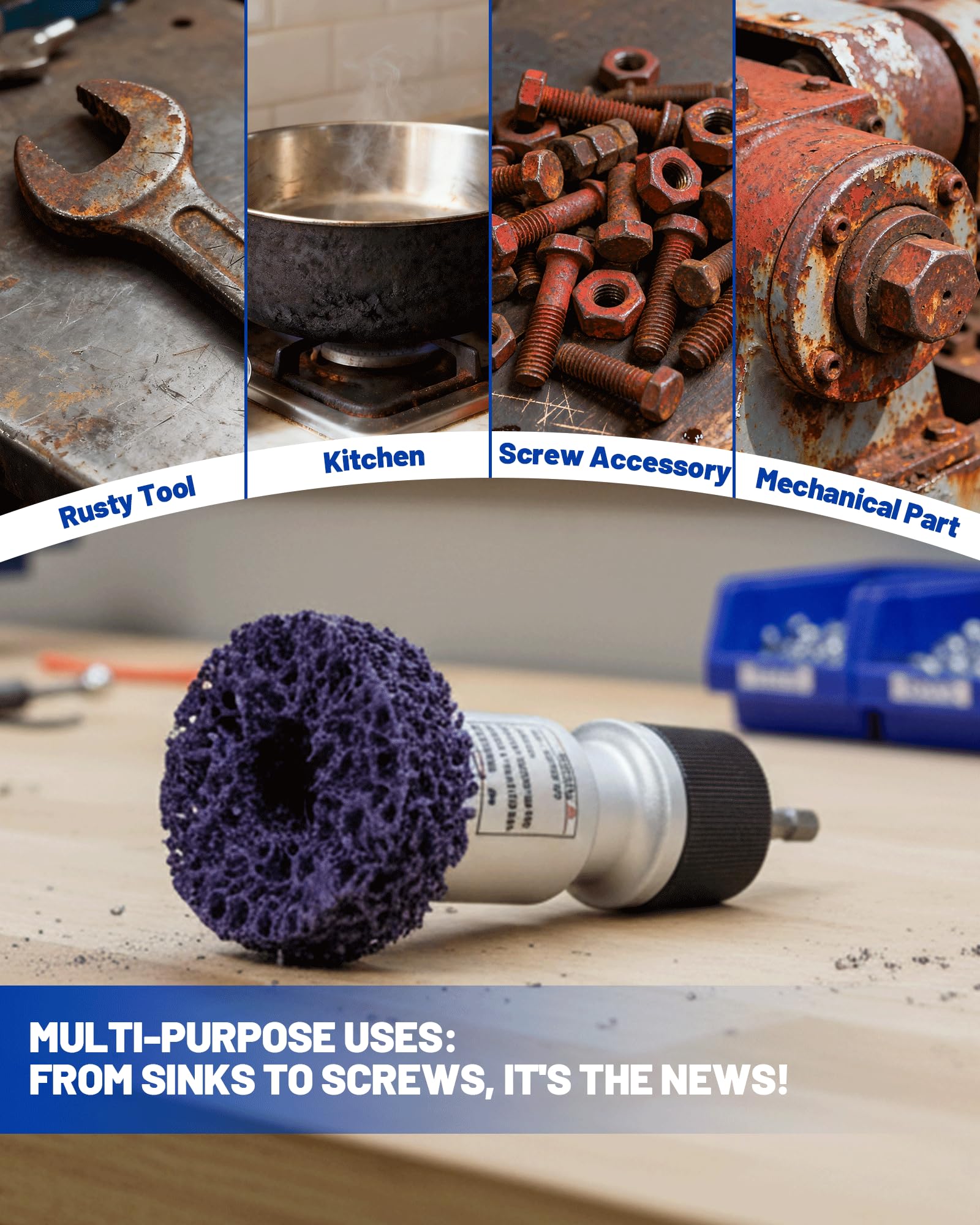 HIPULX tool attached to impact wrench cleaning hub face quickly