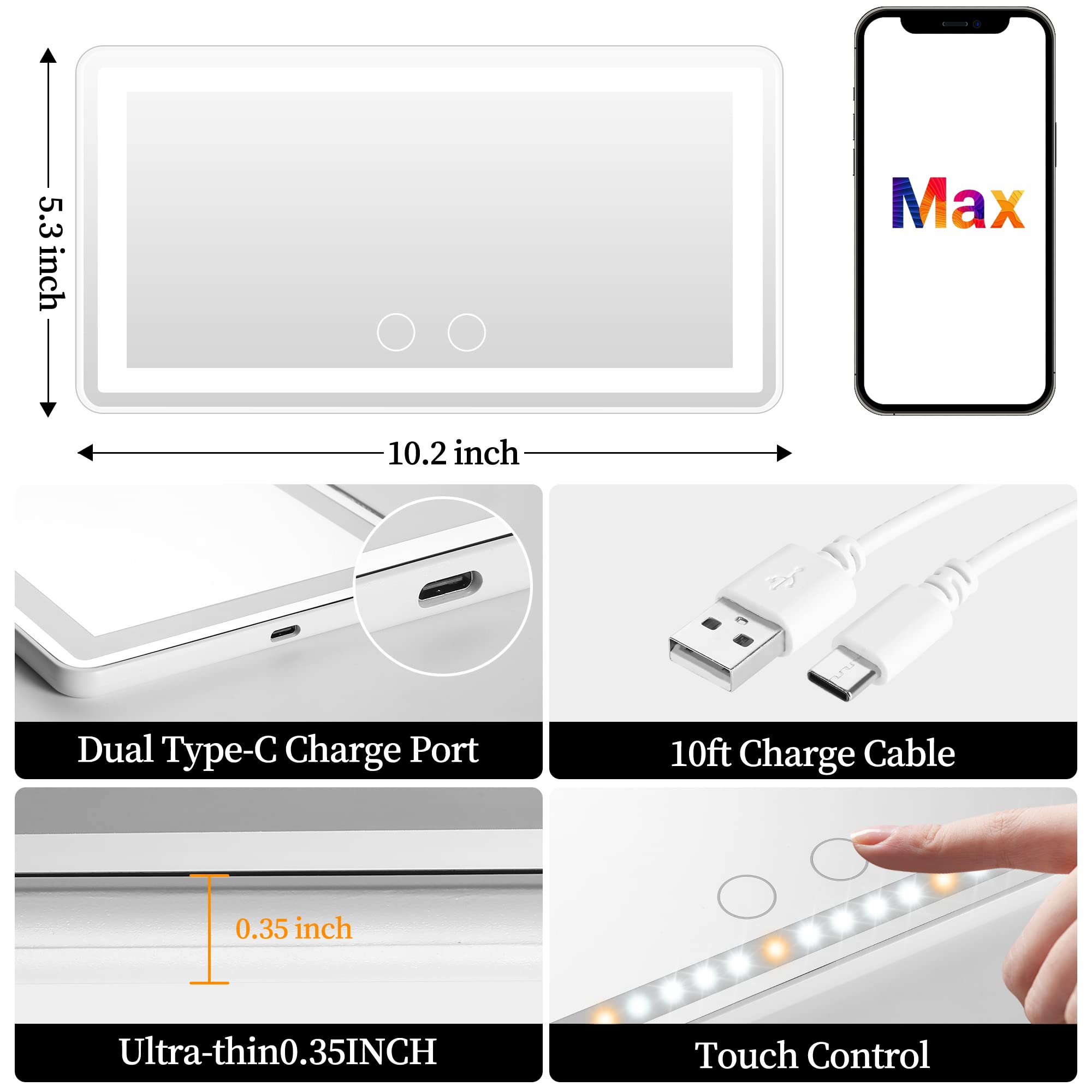 Hirger in-car use during makeup application for precise grooming on-the-go