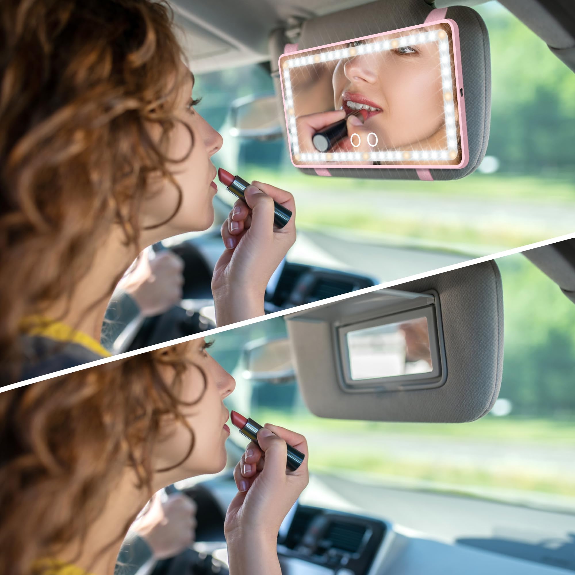 Hirger mounted on car sun visor showing secure fit and hands-free convenience