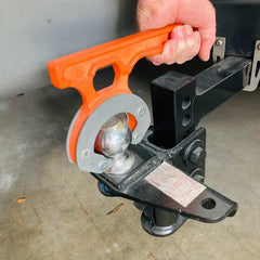 HitchGrip in use lifting ball mount for safer alignment