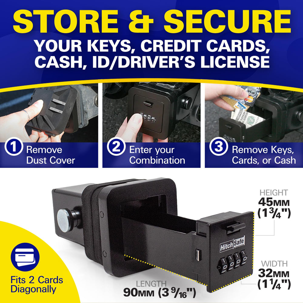 HitchSafe HS7000 combination close-up showing 4-digit lock for customizable security