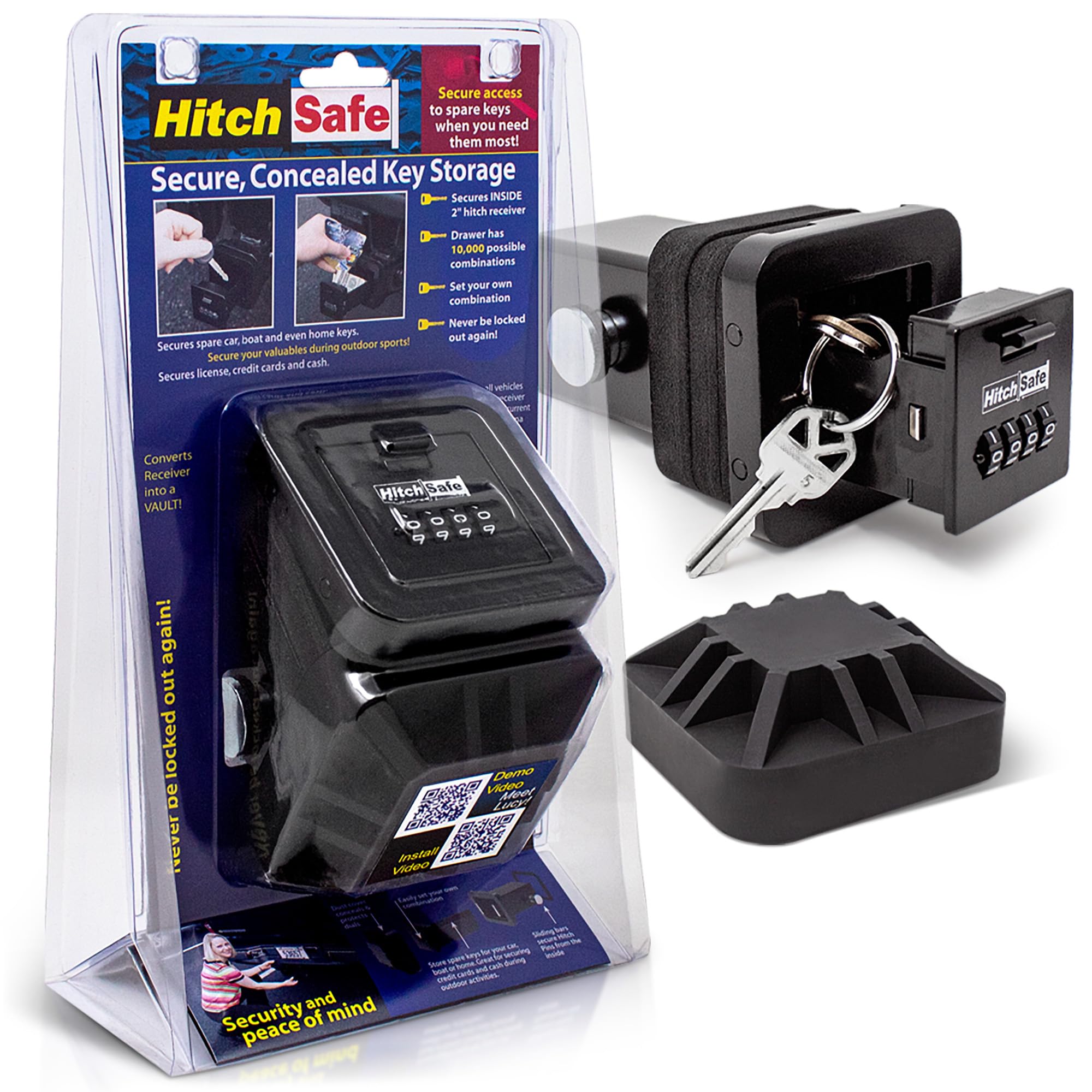 HitchSafe HS7000 front view showing compact secure hitch vault benefit concealed storage