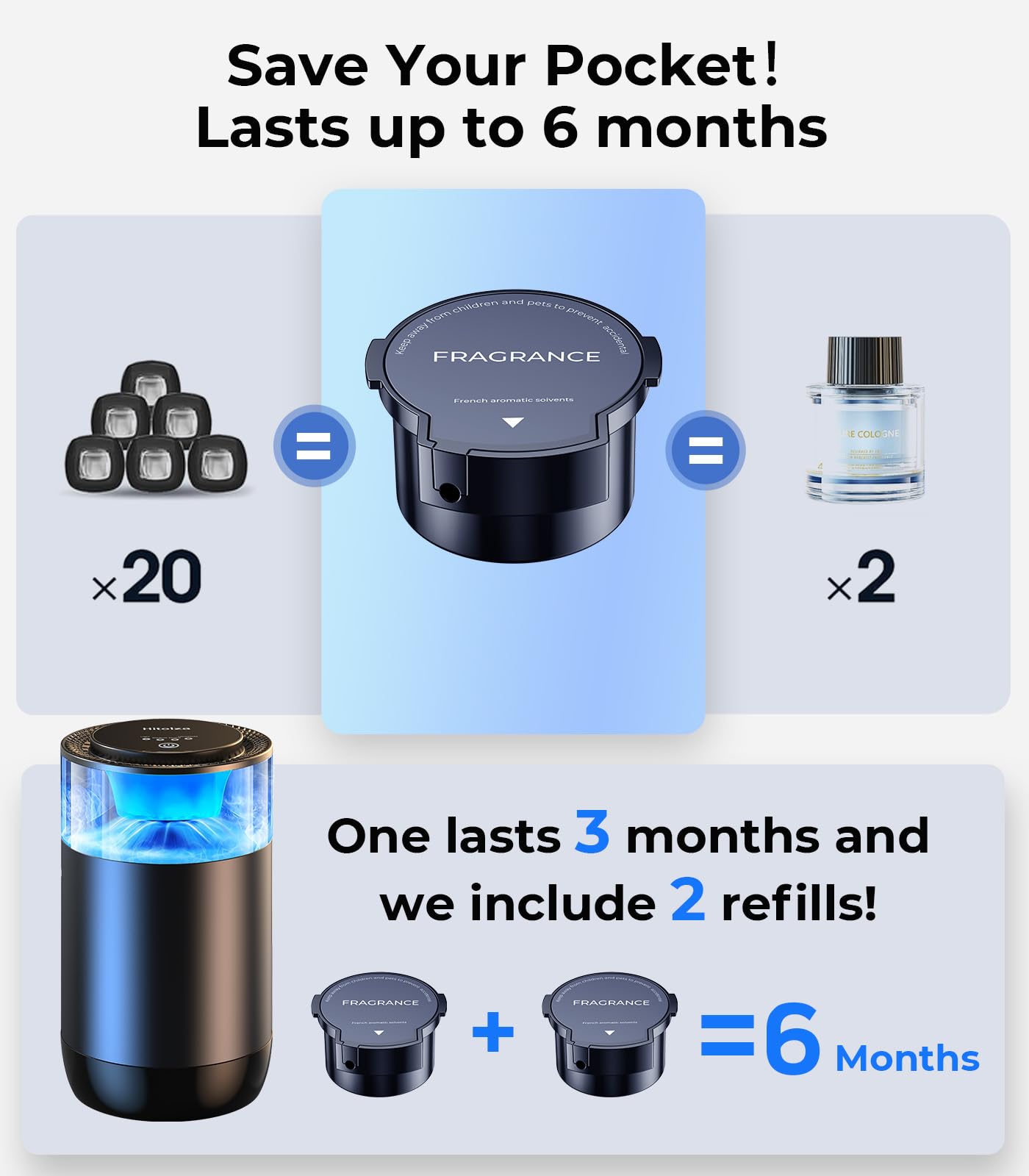 hitolza refill in hand showing compact size and portability