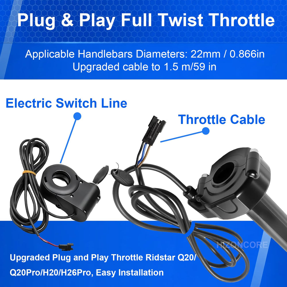 Hizoncore Ridstar Q20 installed on handlebar demonstrating easy plug-and-play fit