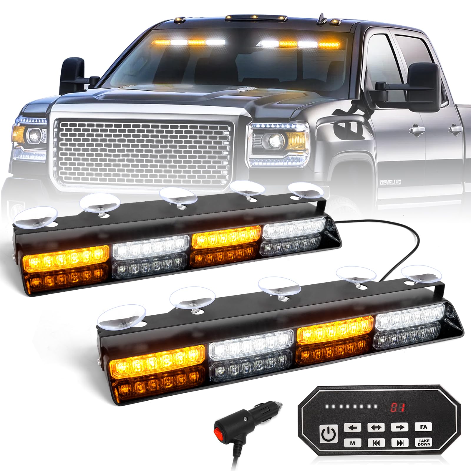 HLauto front view of strobe bar showing LEDs and visibility benefit