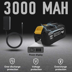 HLiePiHa 3.0Ah battery and charger close-up demonstrating fast recharge convenience