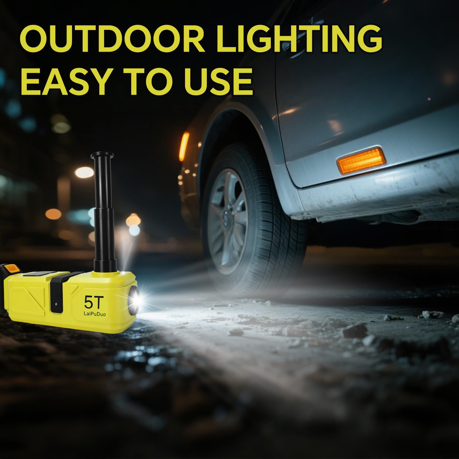 HLiePiHa illuminated LED light on jack improving visibility and safer night repairs