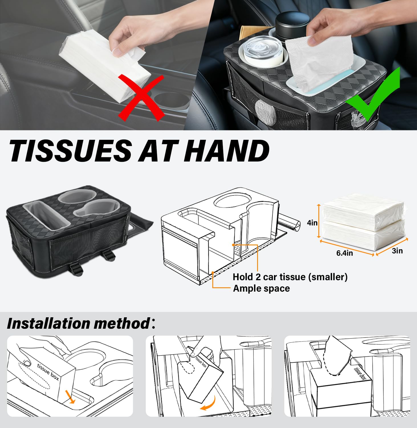 HmmtyRack fitted in back seat gap offering extra storage for passengers