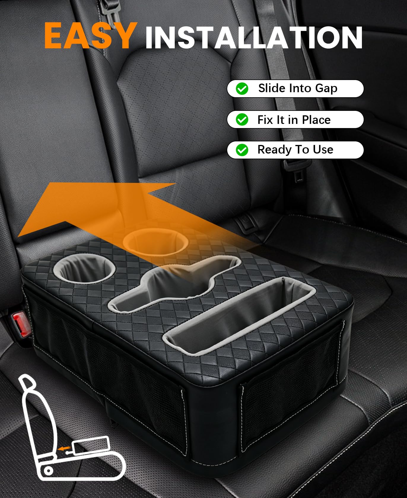 HmmtyRack side pocket detail with mesh pockets holding phone and sunglasses, organizes essentials