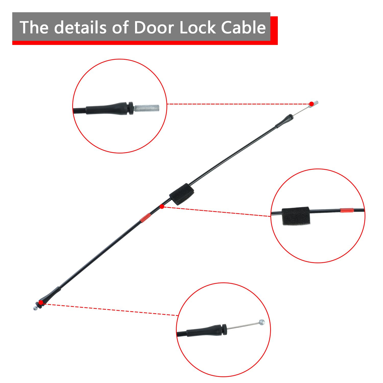 HNeekyr lower latch cable next to ruler showing 23.5-inch length for accurate fit