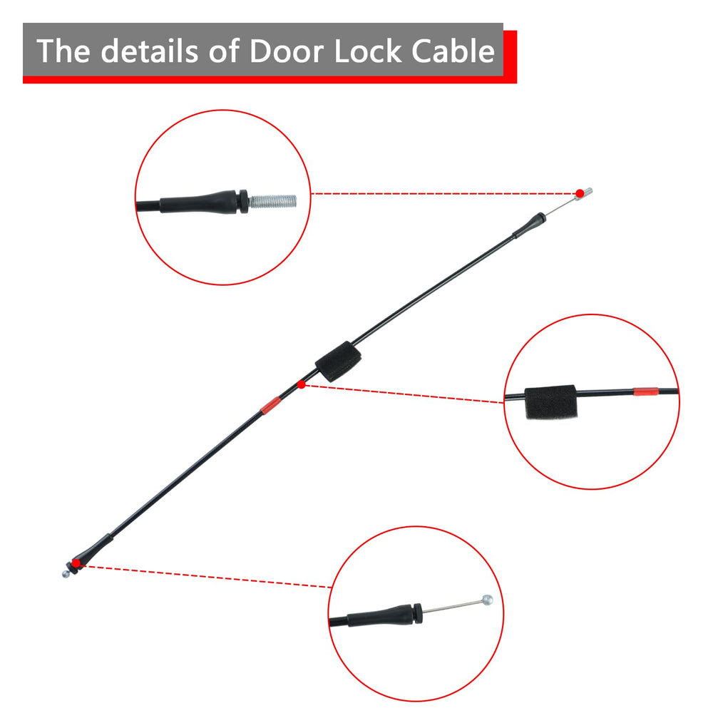 HNeekyr lower latch cable next to ruler showing 23.5-inch length for accurate fit