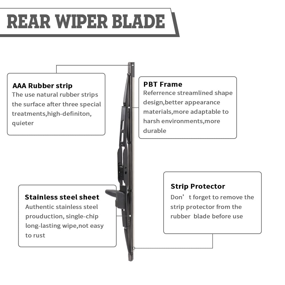 HODEE rear wiper next to ruler showing exact size and easy fitment for Sequoia