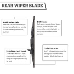 HODEE rear wiper next to ruler showing exact size and easy fitment for Sequoia