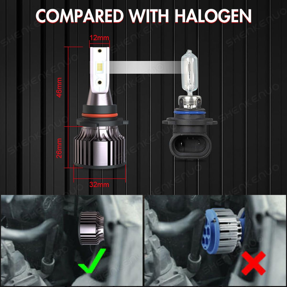 HOEDUI beam pattern on road comparing halogen to LED delivering clearer sightlines