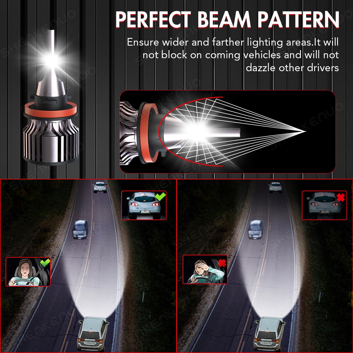 HOEDUI bulbs installed in a Camry headlight delivering clearer road visibility