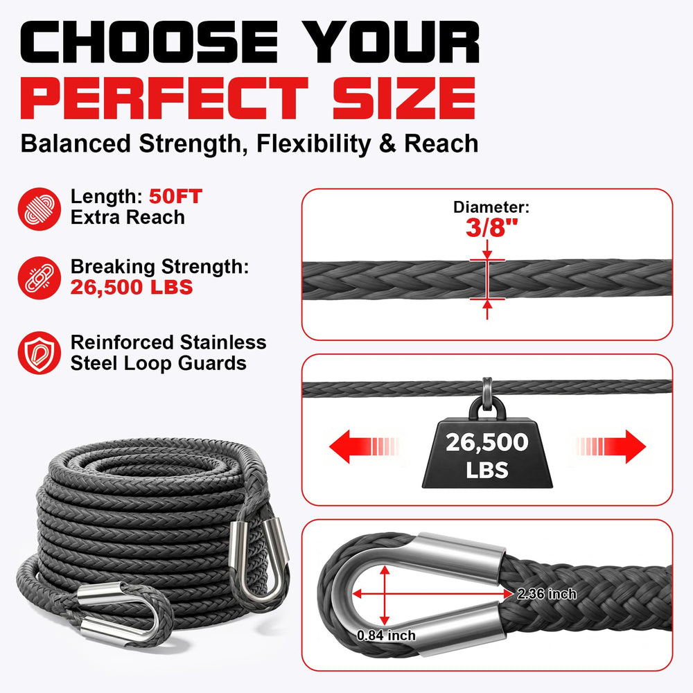 HOKINETY rope held by hand to show 3/8" diameter and portable scale