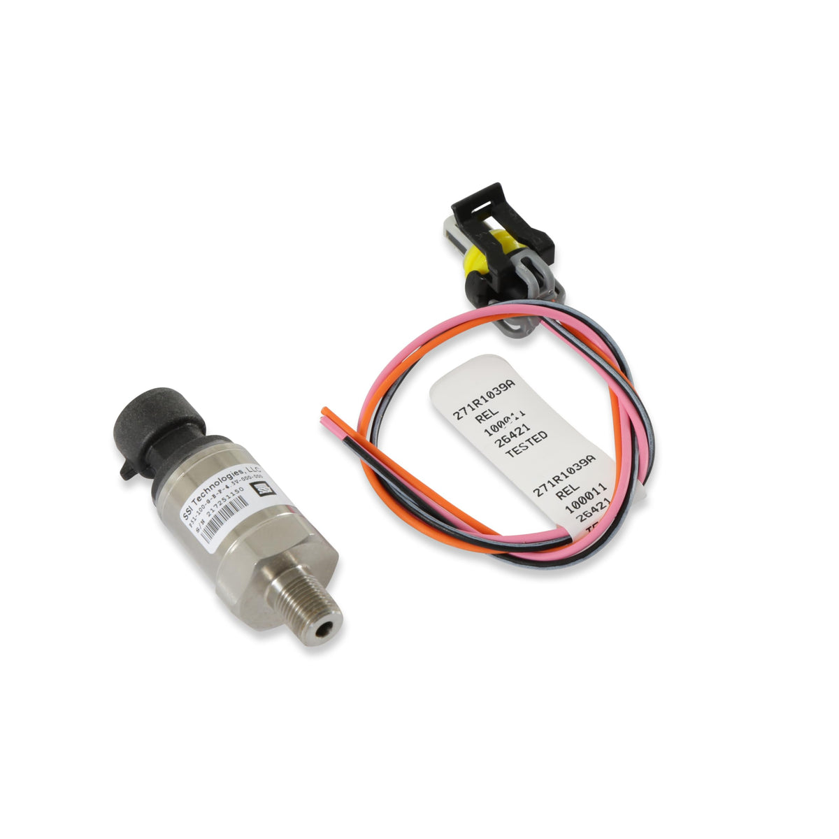 Holley EFI sensor front view showing stainless body and connector, reliable durability