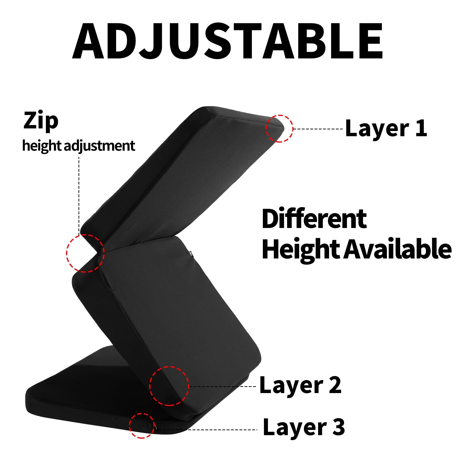 HOMBYS three layers separated to show adjustable height and customizable fit